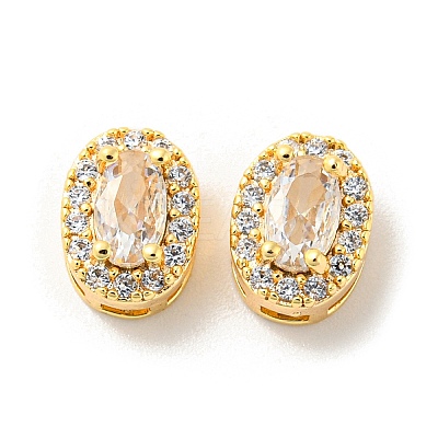 Brass Micro Pave Cubic Zirconia Beads KK-Q809-30G-1