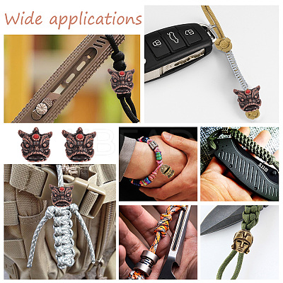 Outdoor EDC Tool Brass Parachute Rope European Beads LS-KK-WH0081-44A-R-1