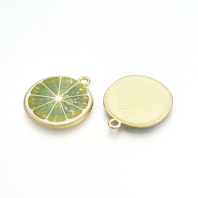 Light Gold Alloy Enamel Pendants ENAM-S126-127-1