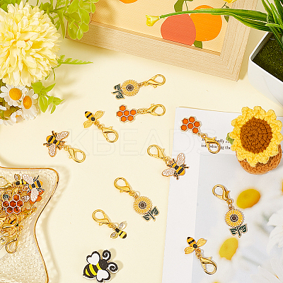 24Pcs 6 Styles Bees Alloy Enamel Shoe Charms HJEW-CP00012-1