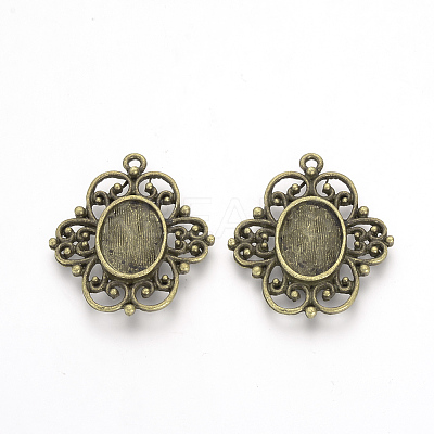 Tibetan Style Alloy Pendant Cabochon Settings TIBE-Q073-72AB-1