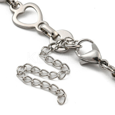 Non-Tarnish 304 Stainless Steel Heart Link Chains Bracelets for Men & Women LS-BJEW-D042-08P-1