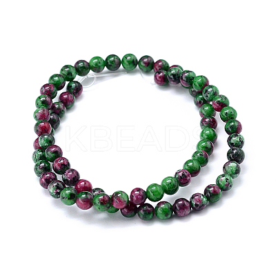 Synthetic Ruby in Zoisite Beads Strands G-F216-6mm-26-1-1