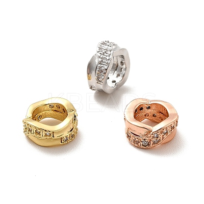 Criss Cross Rack Plating Brass Micro Pave Cubic Zirconia European Beads KK-C010-26-1