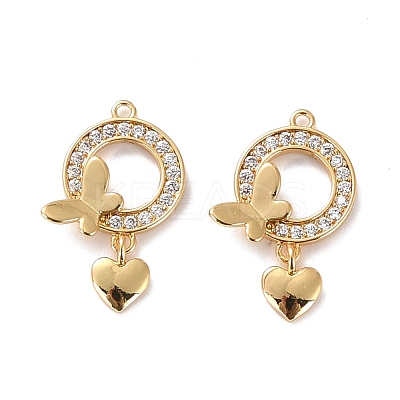Brass Micro Pave Cubic Zirconia Pendants ZIRC-P092-015G-RS-1