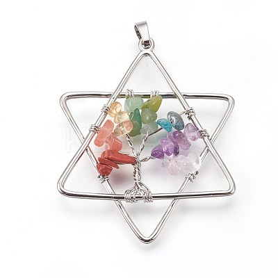 Natural & Synthetic Mixed Gemstone Chakra Big Pendants G-I212-02A-1