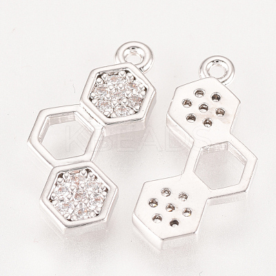 Brass Cubic Zirconia Pendants ZIRC-Q002-140P-1