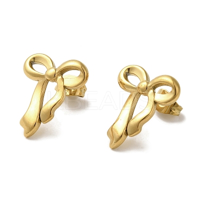 Ion Plating(IP) 304 Stainless Steel Bowknot Stud Earrings for Women EJEW-Z066-13G-1