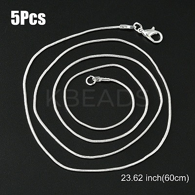 Brass Round Snake Chain Necklace with Lobster Claw Clasps MAK-YW0001-14E-1