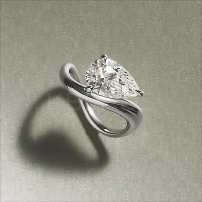 Brass Pave Single Cubic Zirconia Finger Rings for Women ZK8046-8-1