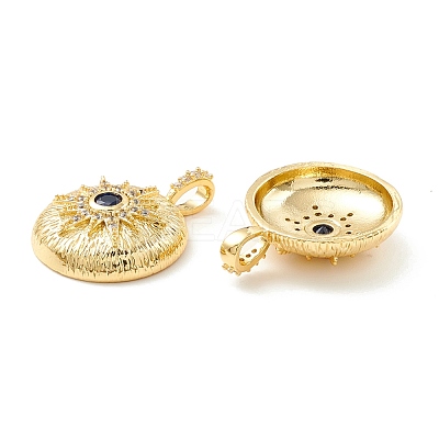 Rack Plating Brass Micro Pave Clear & Marine Blue Cubic Zirconia Pendants KK-D073-13G-1