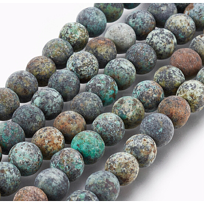 Frosted Natural African Turquoise(Jasper) Round Beads Strands G-D746-8mm-1