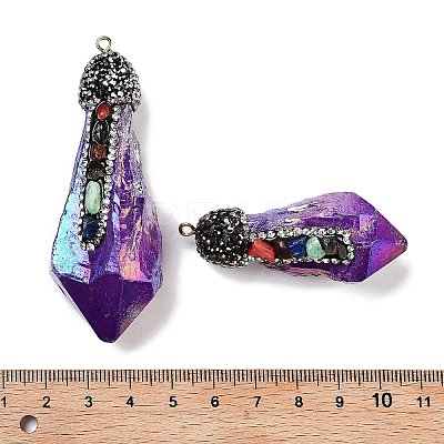 Electroplated Raw Rough Natural Quartz Crystal Big Pendants G-B077-04A-08-1
