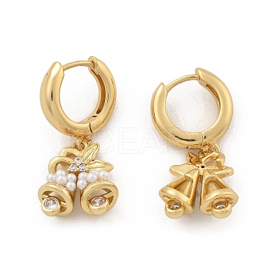 Brass Micro Pave Clear Cubic Zirconia Hoop Earrings EJEW-R016-06G-1