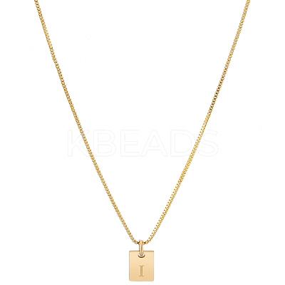 1Pc Stainless Steel Letter Rectangle Pendant Necklaces NJEW-LP0001-34I-G-1