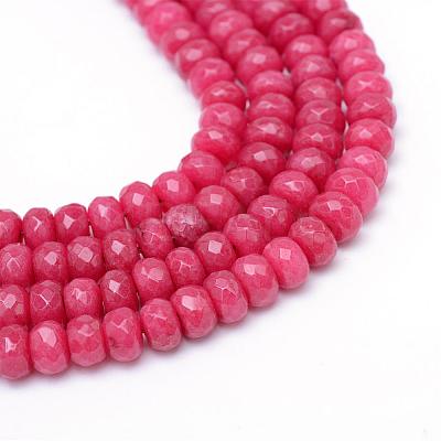Faceted Rondelle Dyed Natural White Jade Bead Strands G-R343-6x8-17-1