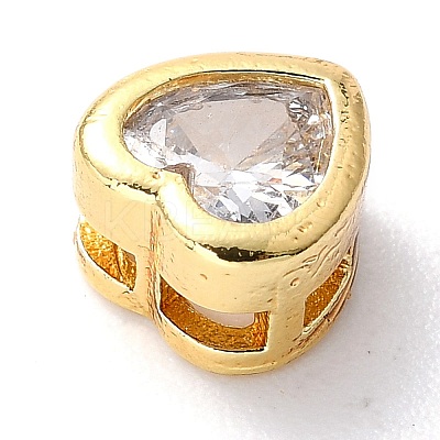 Brass inlaid Cubic Zirconia Slide Charms LS-ZIRC-F125-01B-G-1