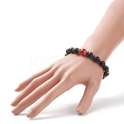 Om Mani Padme Hum Mala Bead Bracelet BJEW-JB08646-1