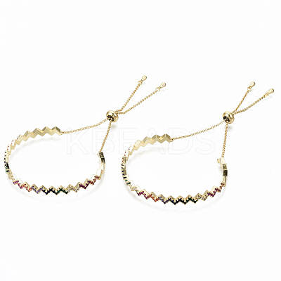 Brass Micro Pave Cubic Zirconia Slider Bracelets BJEW-S142-030-NF-1