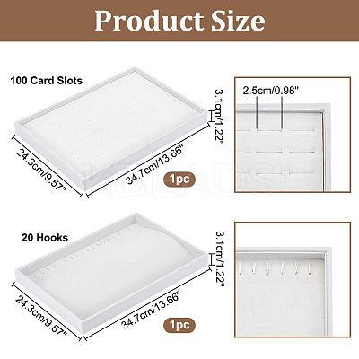 2Pcs 2 Styles MDF Jewelry Trays for Rings Necklaces Bracelets ODIS-PH0001-85B-1