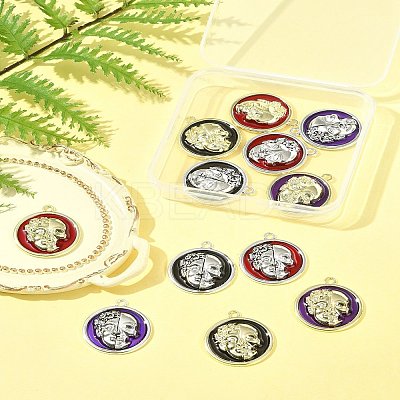 12Pcs 6 Colors Alloy Enamel Pendants FIND-FS0003-81-1