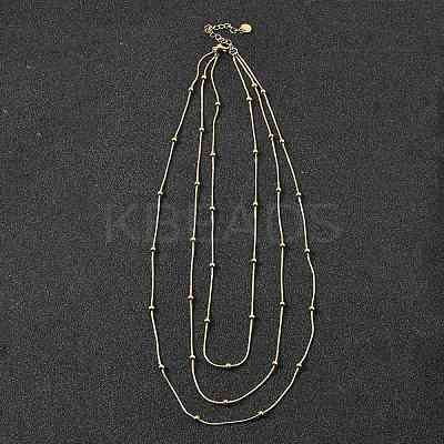 304 Stainless Steel Ball Snake Chain 3 Layer Necklaces for Women NJEW-V012-04G-1
