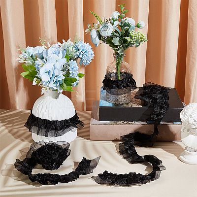 Satin Chiffon Double Ruffled Lace Trim OCOR-WH0047-32A-1