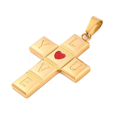 304 Stainless Steel Enamel Pendants STAS-P372-03G-1