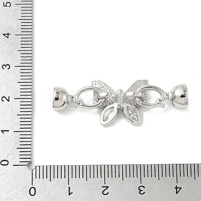 Butterfly Brass Micro Pave Clear Cubic Zirconia Fold Over Clasps KK-U059-28P-1