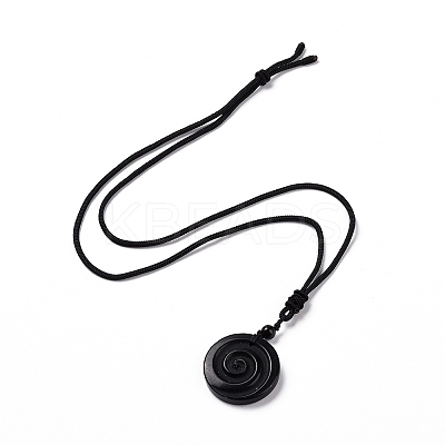 Adjustable Natural Mixed Gemstone Vortex Pendant Necklace with Nylon Cord for Women NJEW-L171-05-1