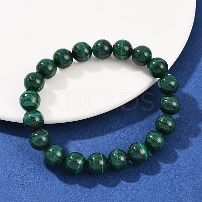 Natural Malachite Beaded Stretch Bracelets BJEW-A045-01A-1