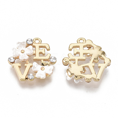 Brass Cubic Zirconia Charms KK-T055-014G-NF-1