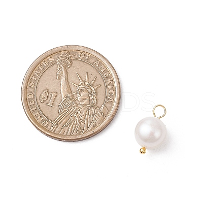 Natural Cultured Freshwater Pearl Round Charms PALLOY-JF04193-01-1