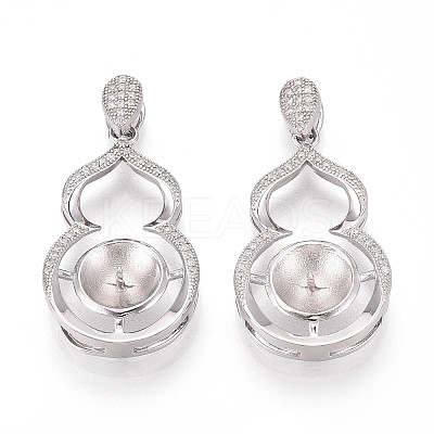 925 Sterling Silver Micro Pave Cubic Zirconia Peg Bail Pendants STER-N016-50P-1