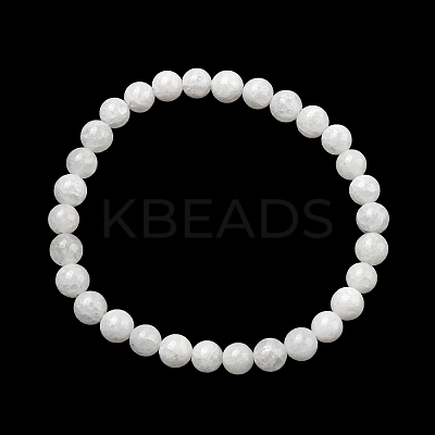 Natural White Jade Round Beaded Stretch Bracelets BJEW-F202-06-01-1