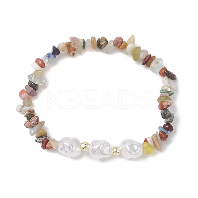 Natural Mixed Gemstone Chips Bead Stretch Bracelets for Women BJEW-JB13237-1