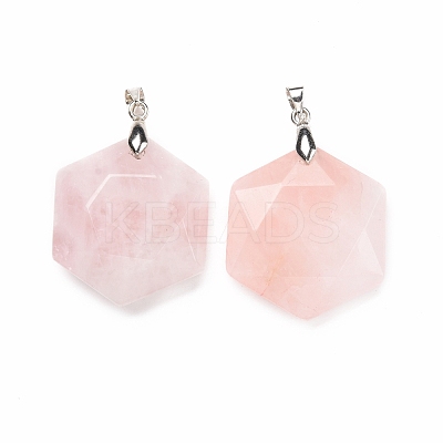 Natural Rose Quartz Pendants G-C241-02E-1