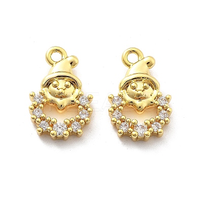 Brass Micro Pave Cubic Zirconia Pendants KK-U049-04G-06-1