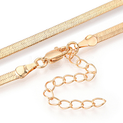 Brass Flat Snake Chain Necklaces for Women Men NJEW-N054-04G-1