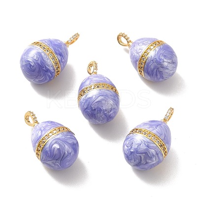 Rack Plating Brass Micro Pave Cubic Zirconia Enamel Pendants KK-M230-09G-1