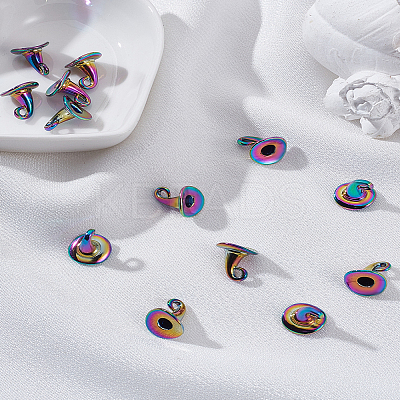 14Pcs Rainbow Color Alloy Pendants FIND-LP0002-78-1
