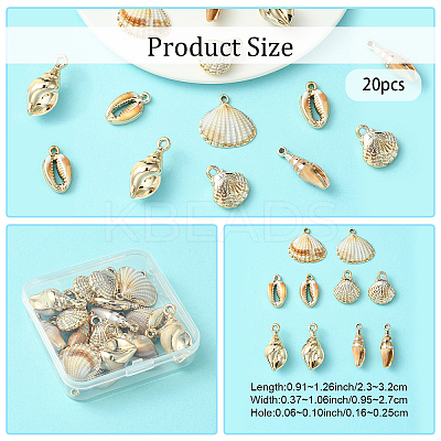 20Pcs 5 Styles Acrylic Imitation Shell Pendants OACR-YW0002-03-1