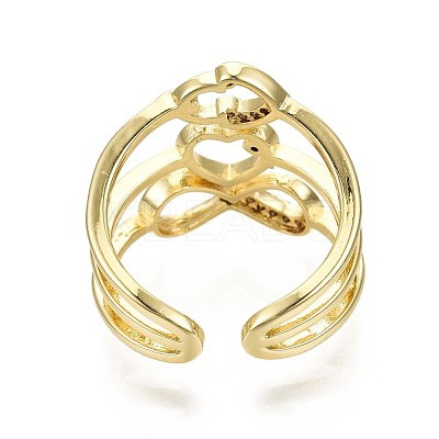 alentine's Day Brass Micro Pave Clear Cubic Zirconia Cuff Rings RJEW-S044-126-NF-1