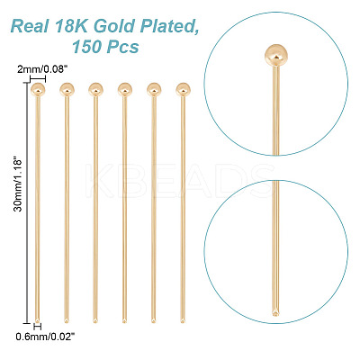 150Pcs Brass Ball Head Pins KK-GO0001-60-1