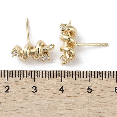Brass with Clear Cubic Zirconia Stud Earring Findings KK-G491-54G-1