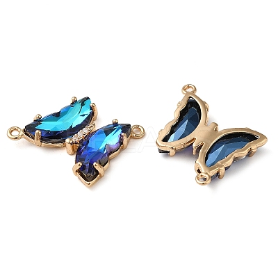 Brass Pave Faceted Glass Connector Charms X-FIND-Z020-04D-1