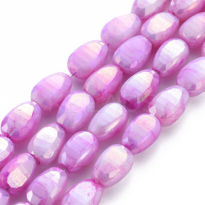 Opaque Baking Paint Crackle Glass Beads Strands EGLA-S174-21-1