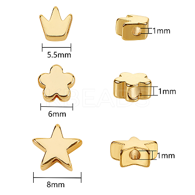 30Pcs 3 Style Brass Beads KK-SZ0001-54-1