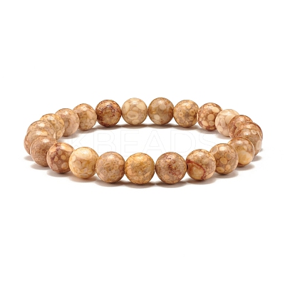 8.5mm Dyed Natural Maifanite/Maifan Stone Round Beads Stretch Bracelet for Girl Women BJEW-JB07178-1