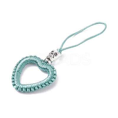 Heart Braided Nylon Cord Mobile Accessories HJEW-JM00607-1